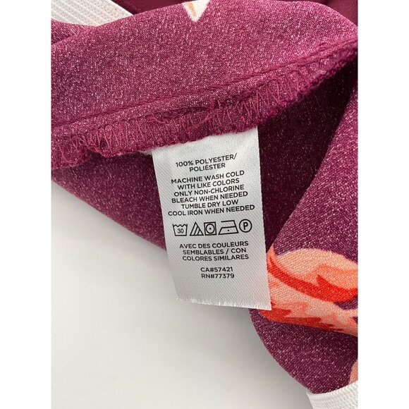 Ann Taylor Factory Burgundy Floral Flowing Elastic Waist Pull On Skirt M - Picture 5 of 6